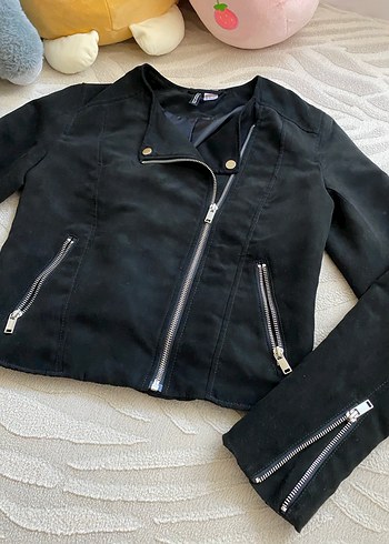 h&m, süet biker ceket - Görsel 2