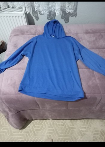 Kadın Mavi Kapüşonlu Sweatshirt 2 sweat