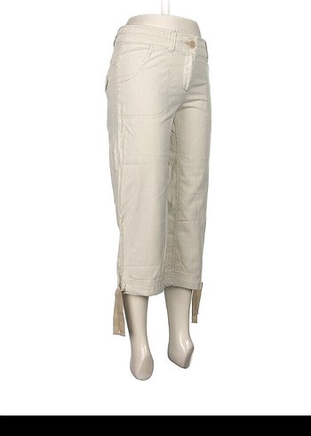 Bej Kemerli Salaş Keten Kadın Pantolon - Görsel 2