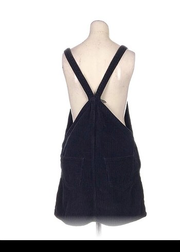 Kızlar için Düğmeli Lacivert Kot Salopet - Görsel 3