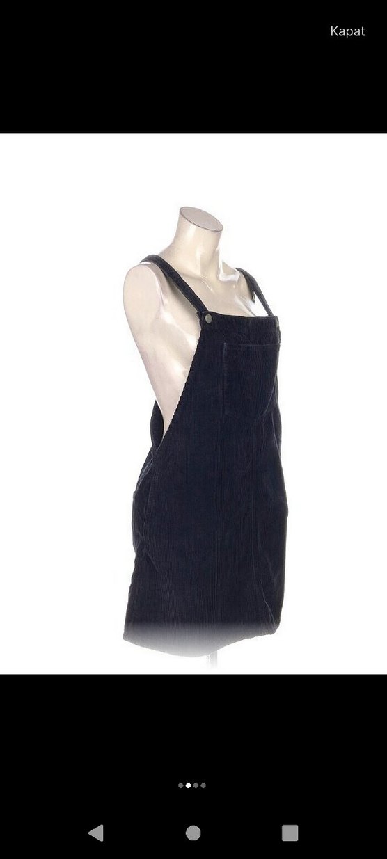 Kızlar için Düğmeli Lacivert Kot Salopet - Görsel 2