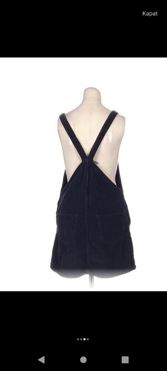 Kızlar için Düğmeli Lacivert Kot Salopet - Görsel 3