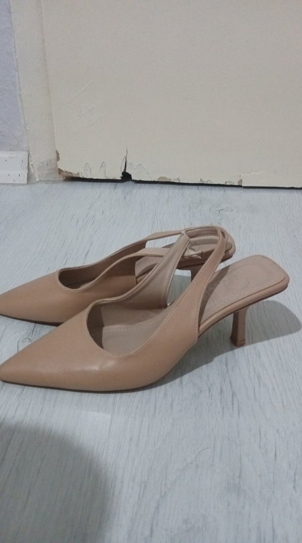 Bej Stiletto Topuklu Kadın Ofis Ayakkabısı - Görsel 2
