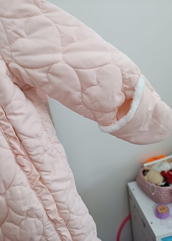 Kürklü Pembe Bebek Kış Tulumu - Görsel 2