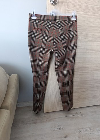 36 Beden Kadın Kahverengi Mini Desenli Kumaş Pantolon