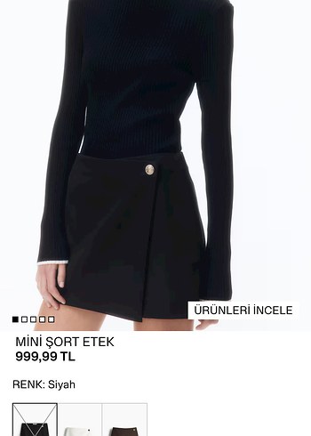 H&M Siyah Drapeli Mini Etek