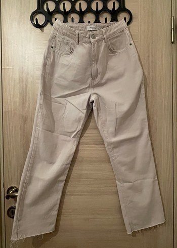 Bej Regular Fit Kadın Midi Kot Pantolon