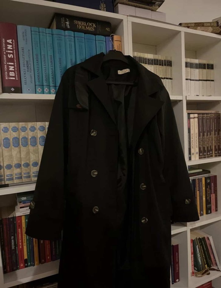 Siyah trençkot - Görsel 2
