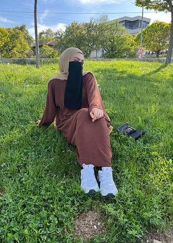 diğer Beden kahverengi Renk Acı kahve ayrobin ferace elbise