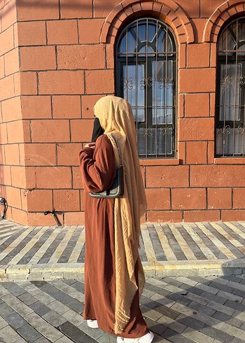 Acı kahve ayrobin ferace elbise