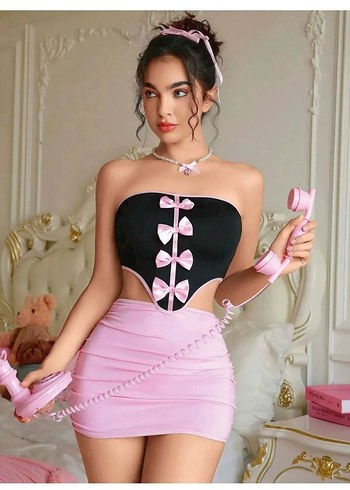 Pembe Mini Straplez Bustiyer