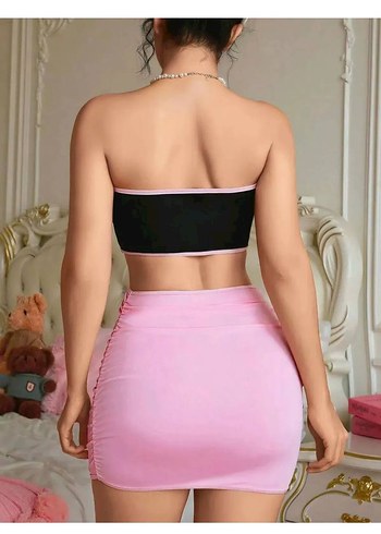 38 Beden Pembe Mini Straplez Bustiyer