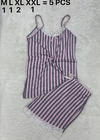 Pembe Gri Zebra Desenli Kısa Kadın Pijama