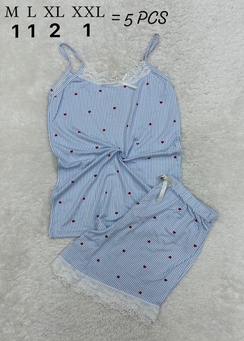 Kadın Mavi Mini Askılı Pijama Takımı