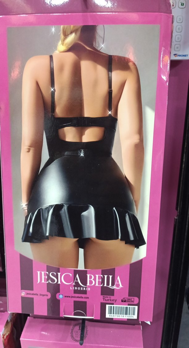 Siyah Deri Mini Gotik Elbise - Görsel 2