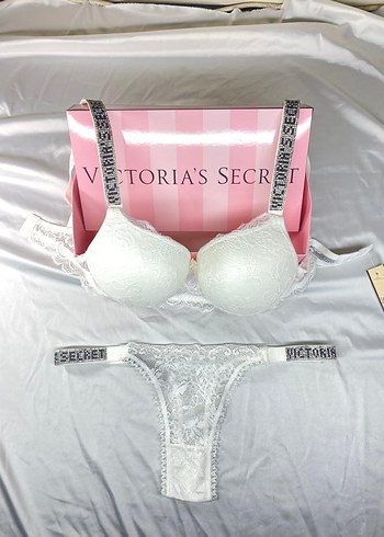 Beyaz Baskılı Victoria's Secret Sütyen Takımı