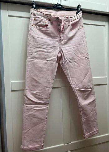 Levi's 501 Pembe Kadın Midi Boy Kot Pantolon