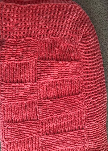 Parlak Kırmızı yumuşak Örgü Çocuk Battaniyesi - Görsel 4