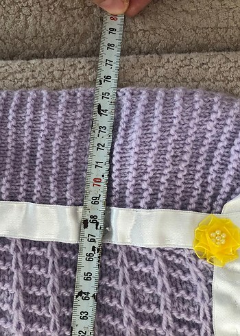 İşlemeli Örgü Çocuk Battaniyesi Mor - Görsel 2