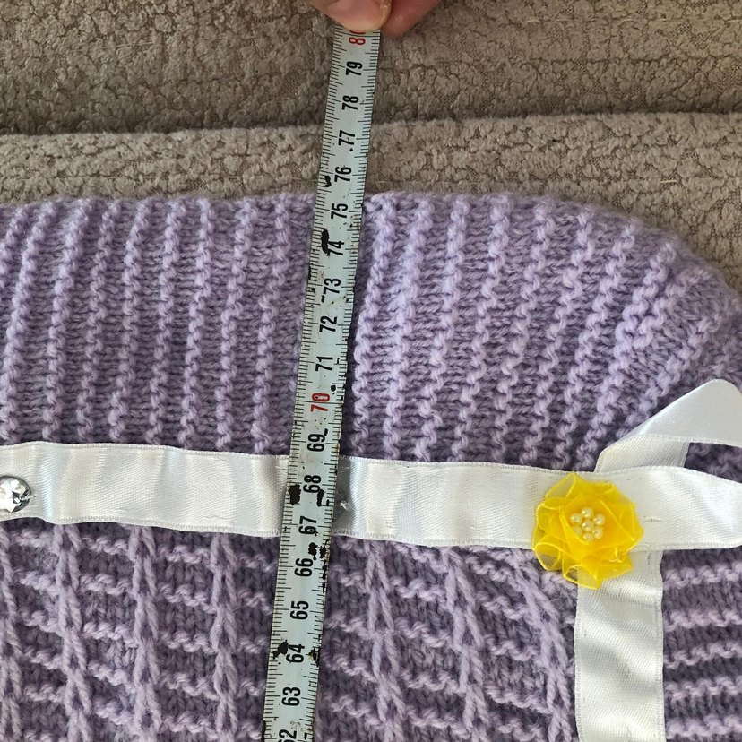 İşlemeli Örgü Çocuk Battaniyesi Mor - Görsel 2