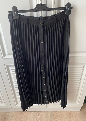 Stradivarius Siyah  Pilili Uzun Etek - Görsel 3