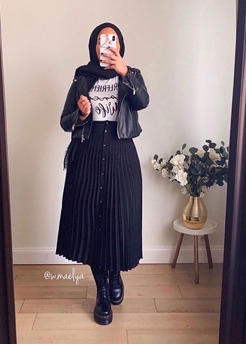 Stradivarius Siyah  Pilili Uzun Etek - Görsel 2