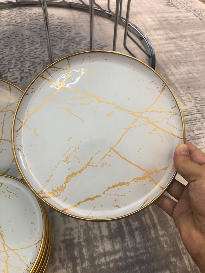 Parlak Altın Detaylı Yemek Tabağı Seti - Görsel 2