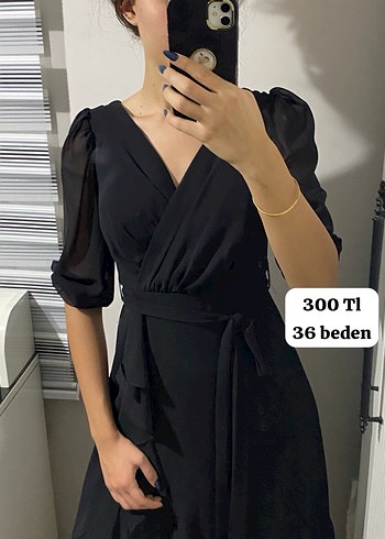 Siyah V Yaka Mini Drapeli Elbise
