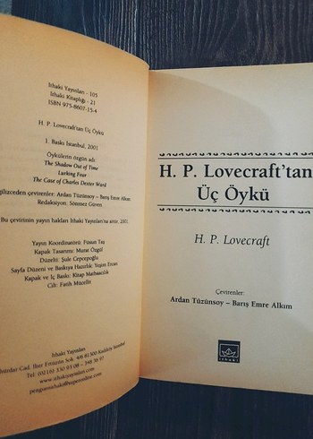 H.P. Lovecraft'tan Üç Öykü Kitabı