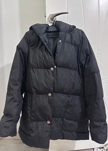 Düğmeli Siyah Kadın Kışlık Mont - Görsel 2