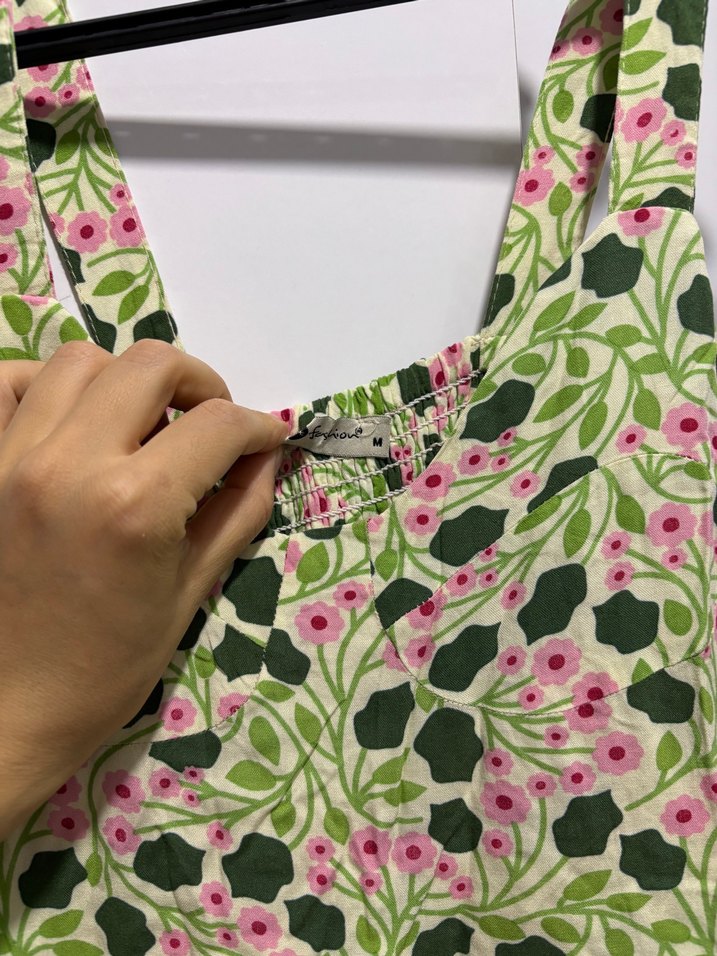 Yeşil Çiçek Desenli Uzun Bohem Elbise - Görsel 4