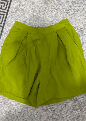 Kadın Yeşil Keten Mini Şort - Görsel 2