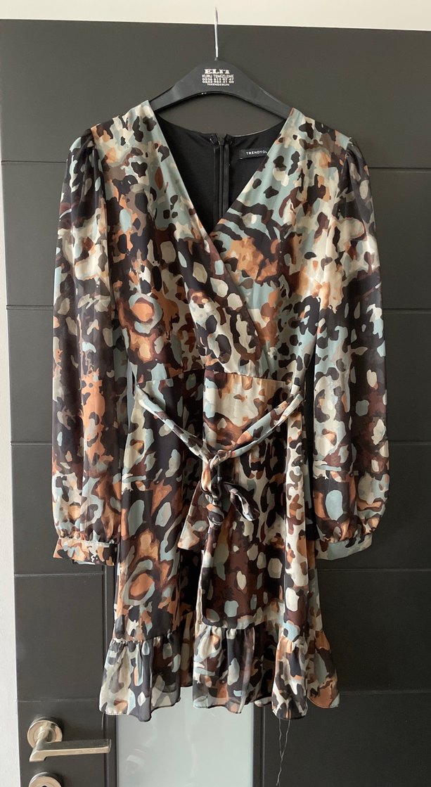 Kahverengi Bağcıklı Bohem Uzun Elbise - Görsel 2