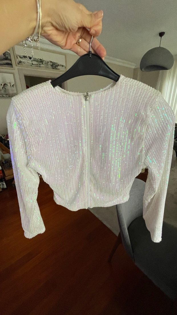 Parlak crop fermuarlı - Görsel 2