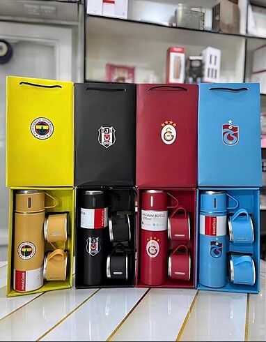 Taraftar termos 3 Bardaklı 0.50ml paslanmaz çelik