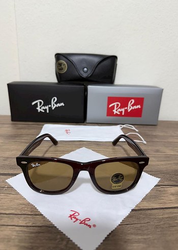 Kahverengi Ruffle Detaylı Ray-Ban Kadın Güneş Gözlüğü