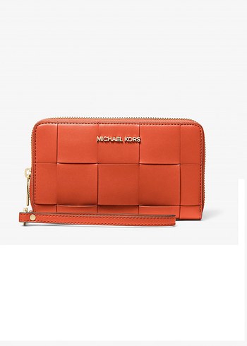 Michael Kors Turuncu Deri Fermuarlı Cüzdan
