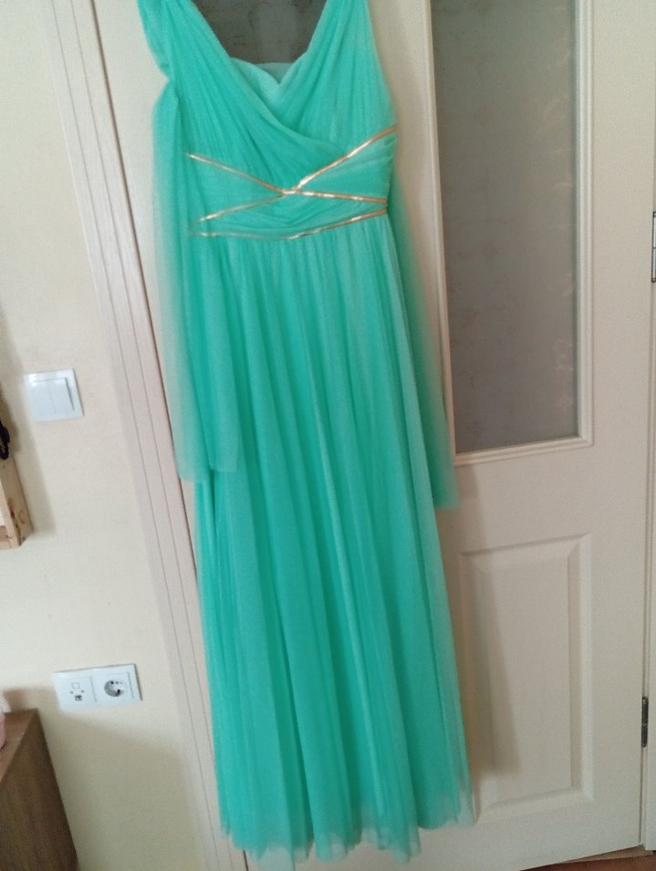 Uzun Kollu V Yakalı Beyaz Midi Elbise - Görsel 3