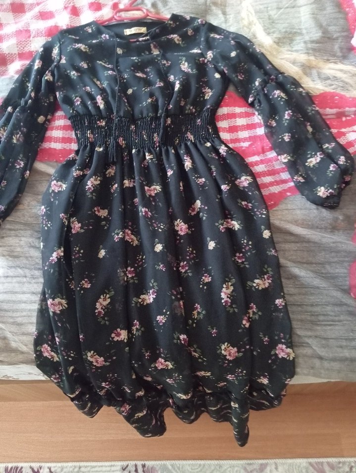 Uzun Kollu V Yakalı Beyaz Midi Elbise - Görsel 5