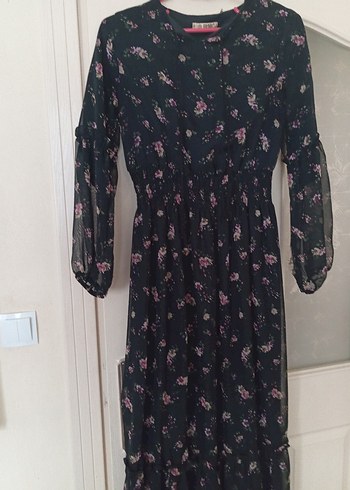 Uzun Kollu Çiçek Desenli Bohem Elbise - Görsel 2