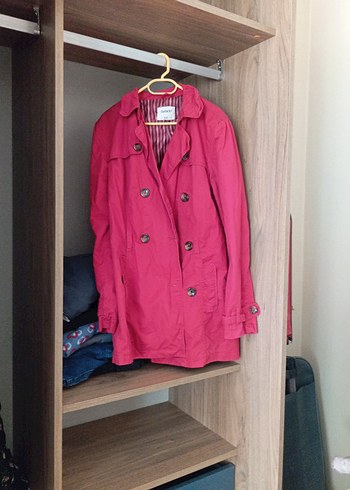 Düğmeli Midi kırmızıTrençkot - Görsel 2