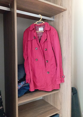 Düğmeli Midi kırmızıTrençkot - Görsel 3