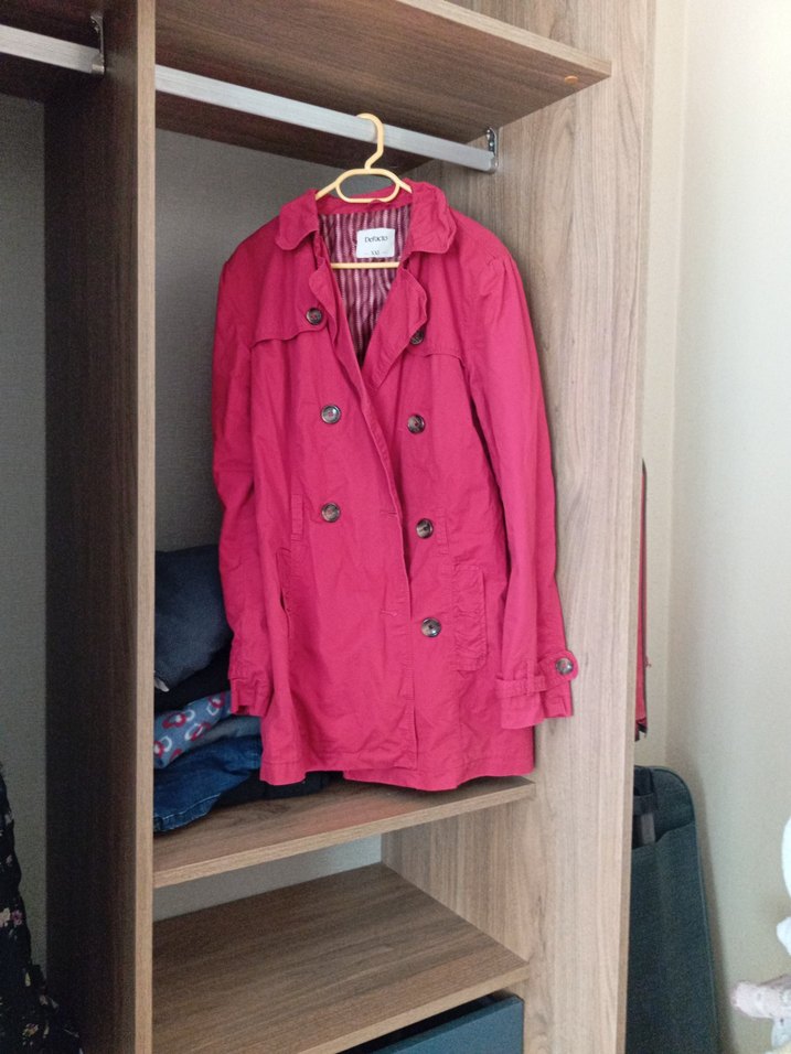 Düğmeli Midi kırmızıTrençkot - Görsel 2