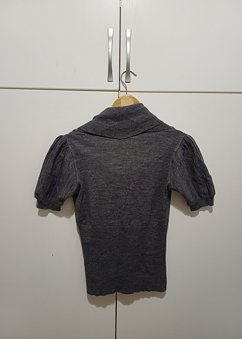 Gri Kısa Kollu Yarım Balıkçı Triko - Görsel 2