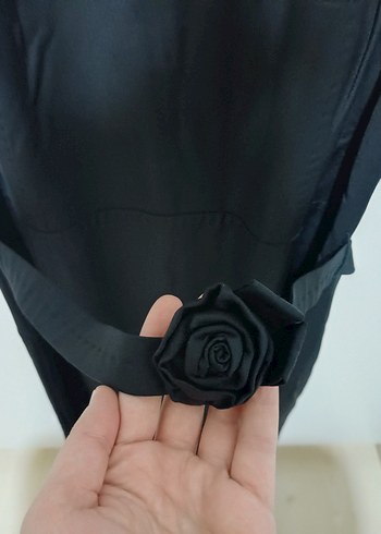 Siyah Kemerli kısa Kollu Kadın Elbise - Görsel 2