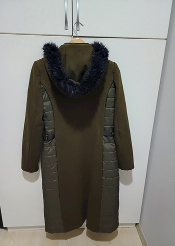 Kürk Detaylı Midi yeşil Kadın Mont - Görsel 3