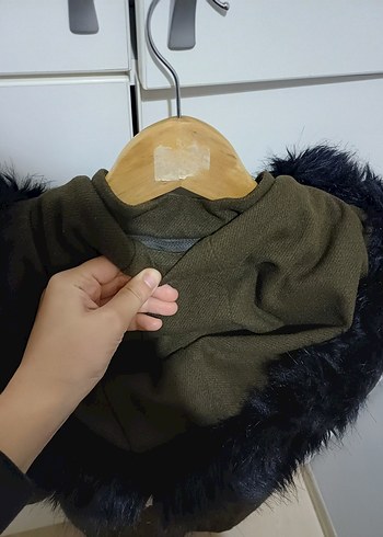 Kürk Detaylı Midi yeşil Kadın Mont - Görsel 4