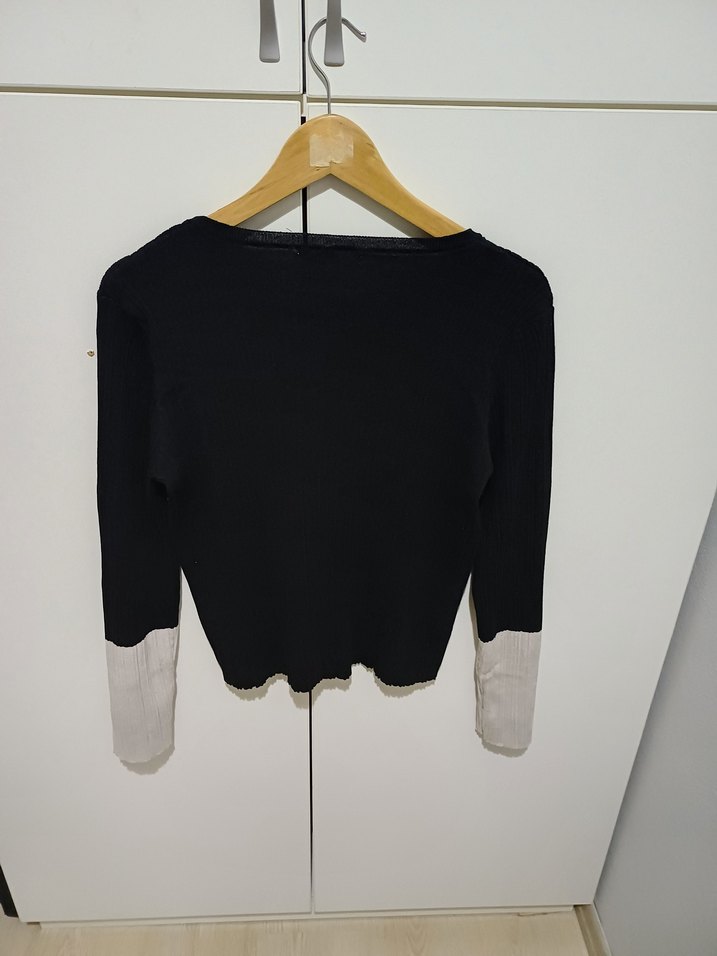 Kadın Siyah Uzun Kollu kazak - Görsel 2