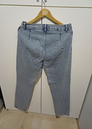 Gri Mavi Kadın Salaş Denim Pantolon - Görsel 2