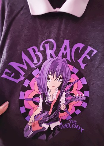 Mor Baskılı Gotik Uzun Kollu kız çocuk Elbise - Görsel 3